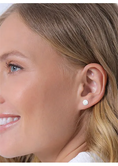 Bonprix Modische Plättchen-Ohrstecker Mit Strukturierter Oberfläche Im Jugendlichen Chic Aus 925er Sterling Silber