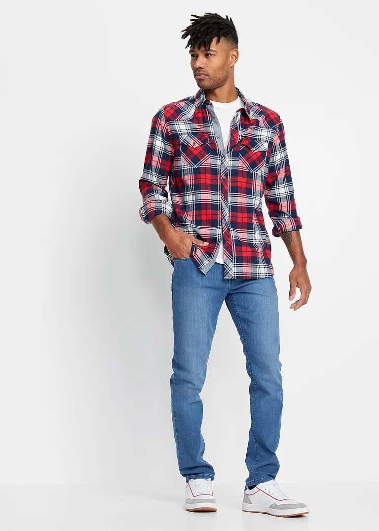 Bonprix Modische Slim Fit Stretch-Jeans Mit Leichter Waschung - Blau