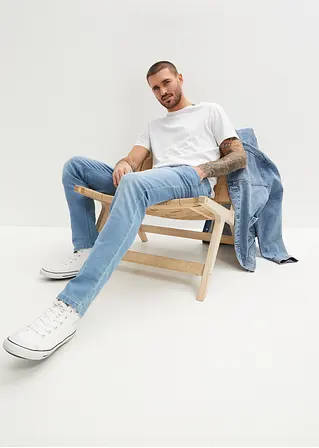 Bonprix Modische Slim Fit Stretch-Jeans Mit Leichter Waschung - Blau