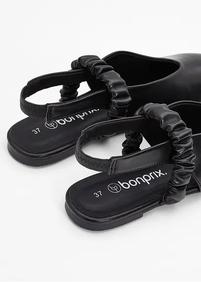 Bonprix Modische Sling Ballerina Mit Raffung - Schwarz - Damen