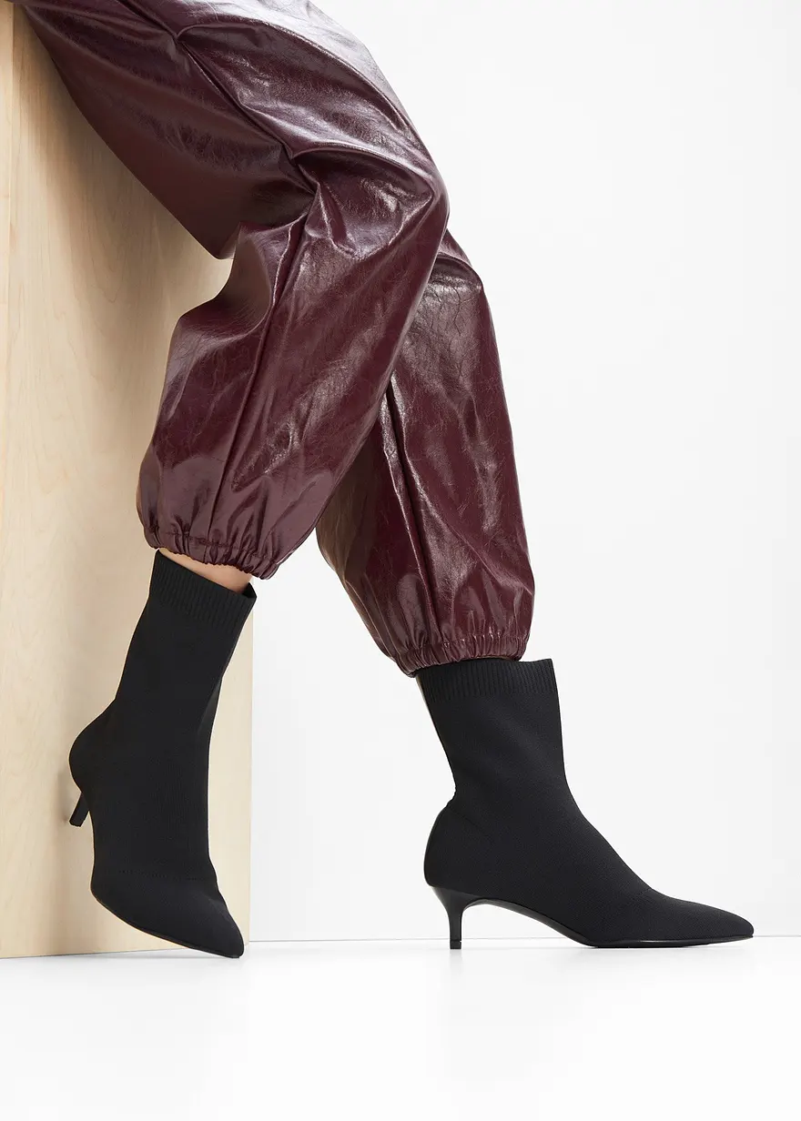 Bonprix Modische Sock Stiefelette Mit Elastischem Obermaterial - Schwarz