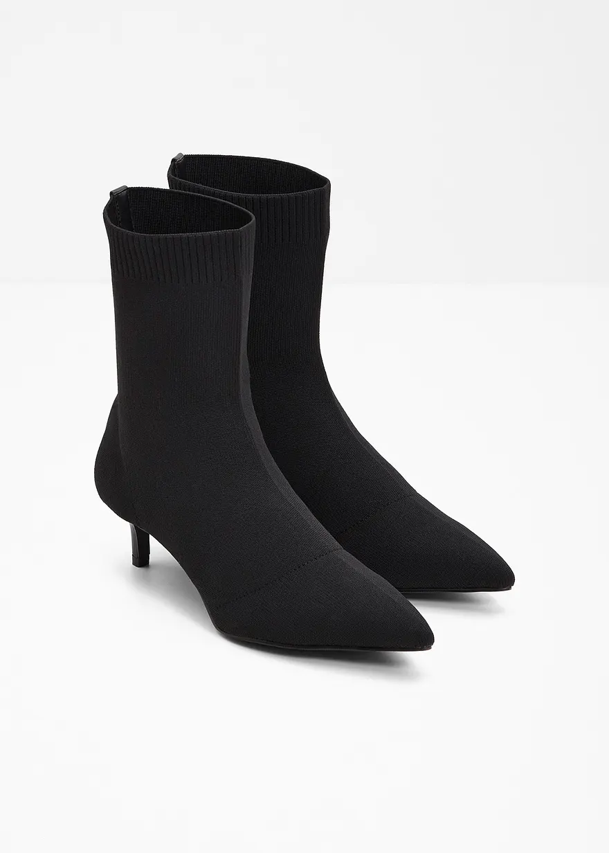 Bonprix Modische Sock Stiefelette Mit Elastischem Obermaterial - Schwarz
