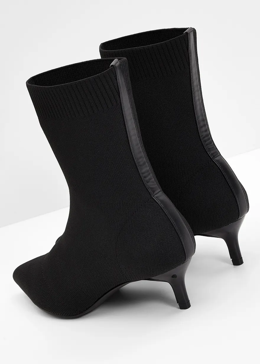 Bonprix Modische Sock Stiefelette Mit Elastischem Obermaterial - Schwarz