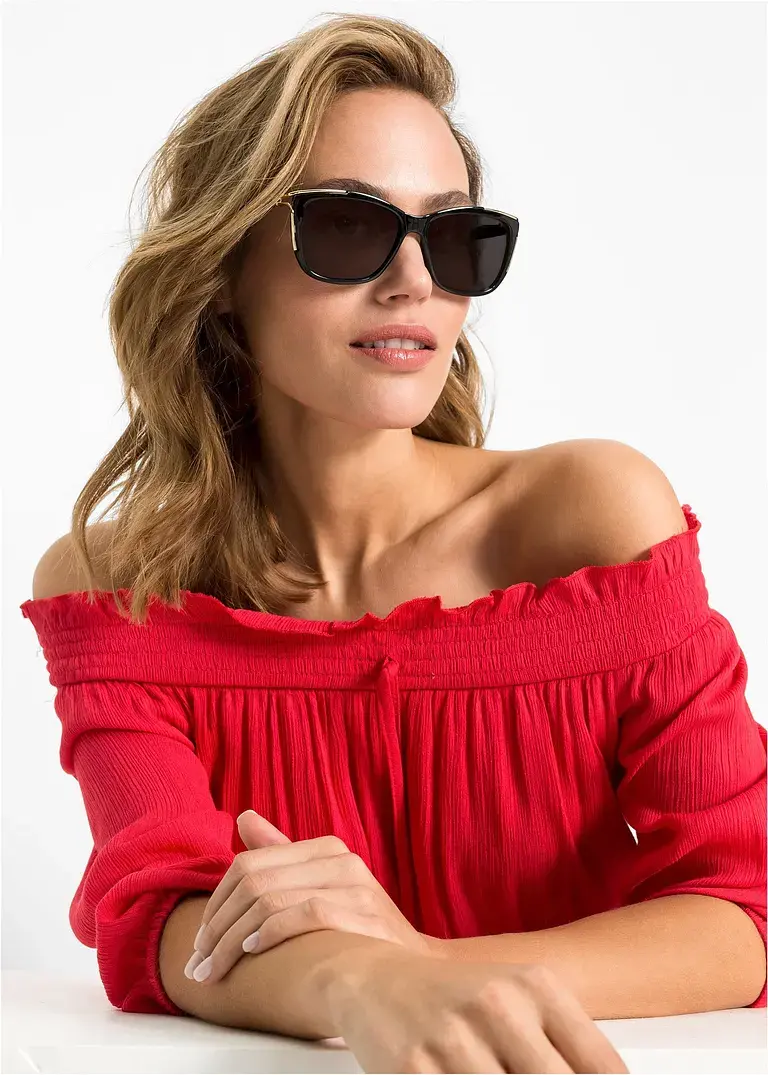 Bonprix Modische Sonnenbrille Mit Goldfarbenen Details - Schwarz - Damen