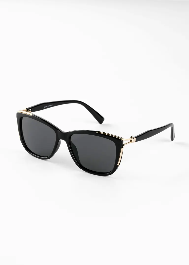 bonprix Modische Sonnenbrille mit goldfarbenen Details - schwarz - Damen