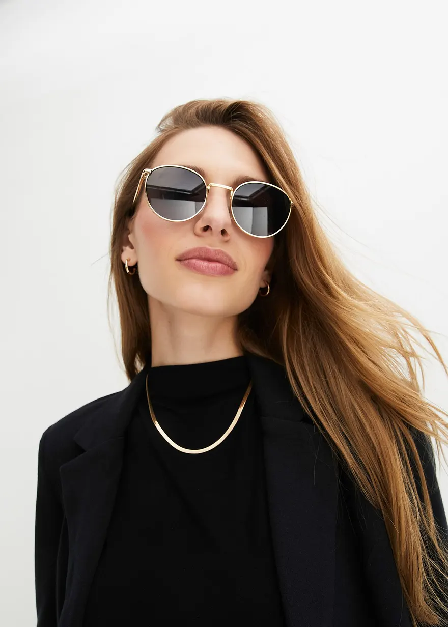Bonprix Modische Sonnenbrille Mit Goldfarbenen Rahmen - Gold