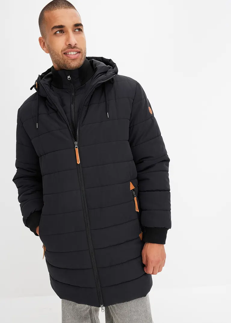 Bonprix Modische Steppjacke Warm Gefüttert Und Mit Kapuze - Schwarz