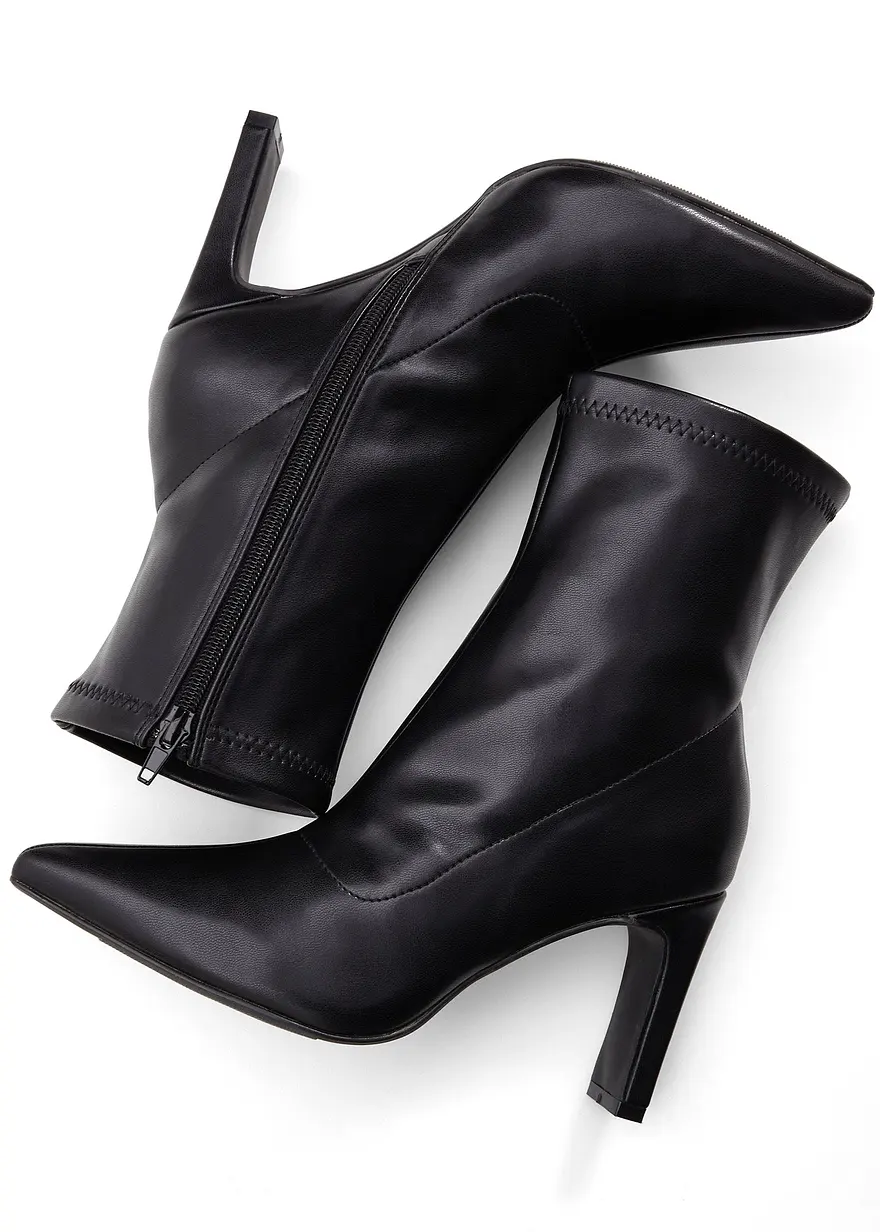 Bonprix Modische Stiefelette Mit Elastischem Schaft - Schwarz