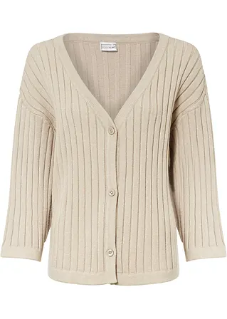 bonprix Modische Strickjacke in bequemer Boxy-Form. - grau regular