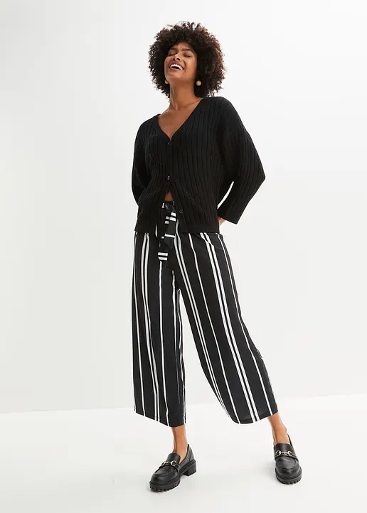 Bonprix Modische Strickjacke In Bequemer Boxy-Form. - Schwarz Regular