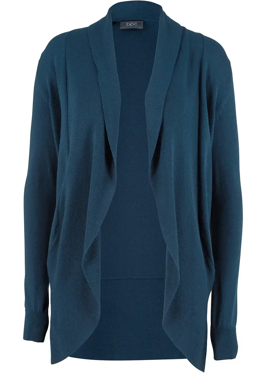 bonprix Modische Strickjacke mit abgerundetem Saum - blau