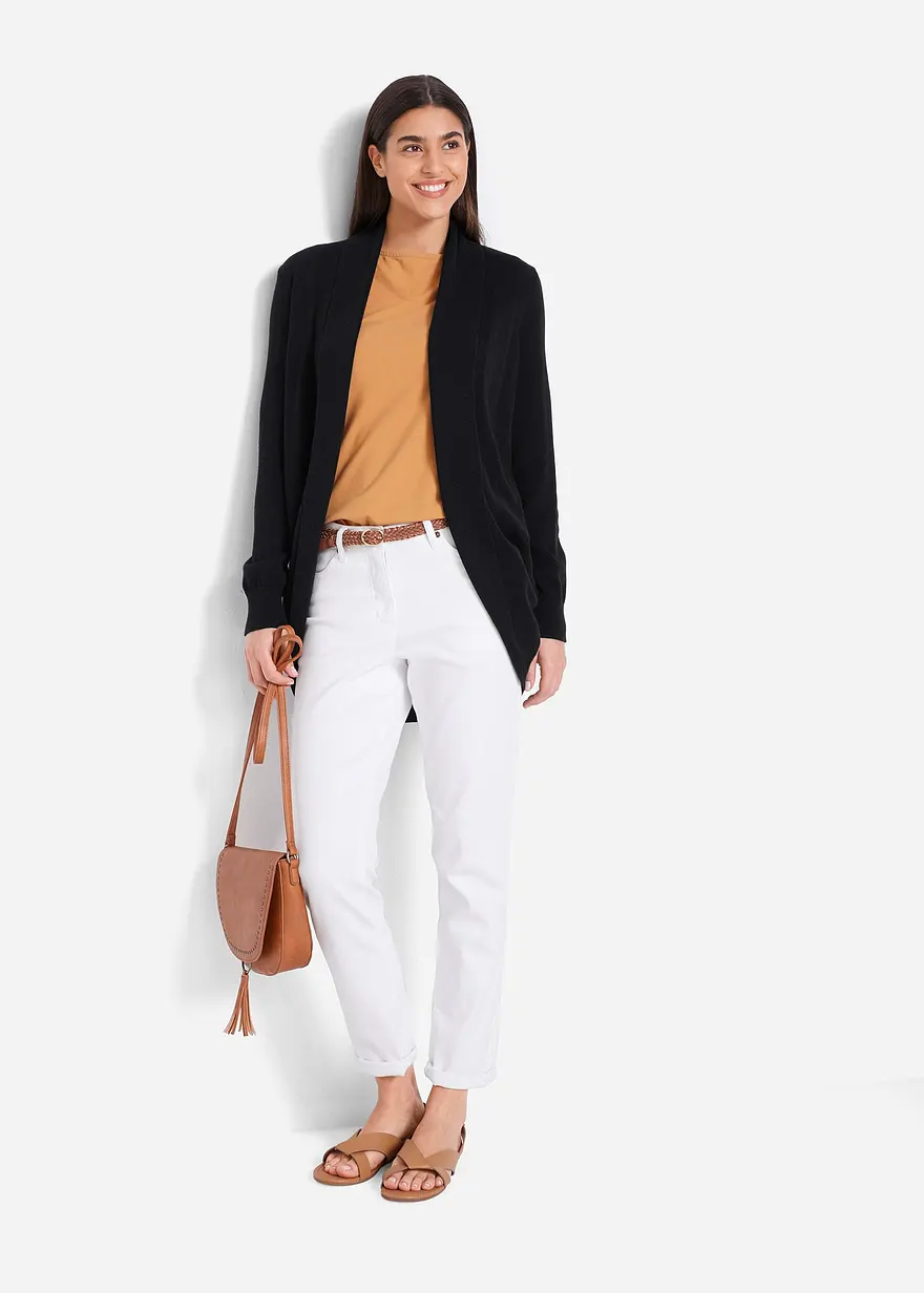 Bonprix Modische Strickjacke Mit Abgerundetem Saum - Schwarz