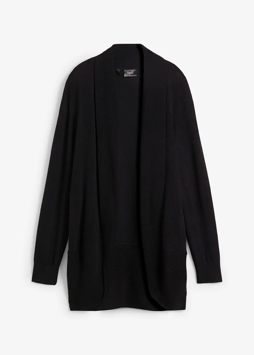 bonprix Modische Strickjacke mit abgerundetem Saum - schwarz