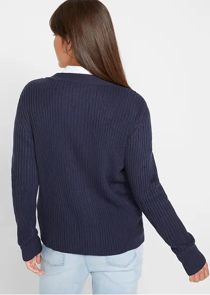 Bonprix Modische Strickjacke Mit Auffallenden Knöpfen - Blau