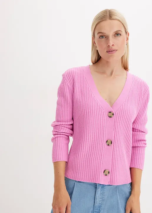 Bonprix Modische Strickjacke Mit Auffallenden Knöpfen - Pink