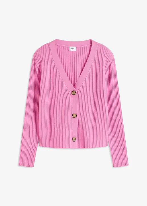 bonprix Modische Strickjacke mit auffallenden Knöpfen - pink