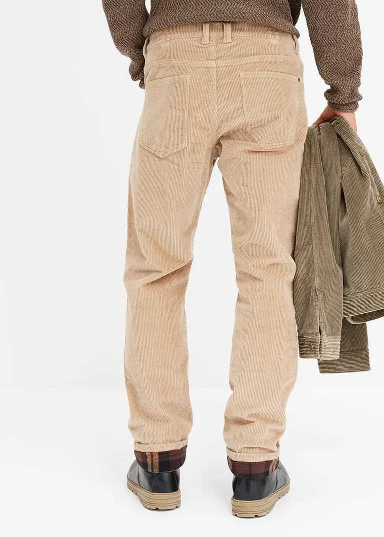 Bonprix Modische Thermo-Cordhose Mit Wärmendem Flanellfutter - Beige