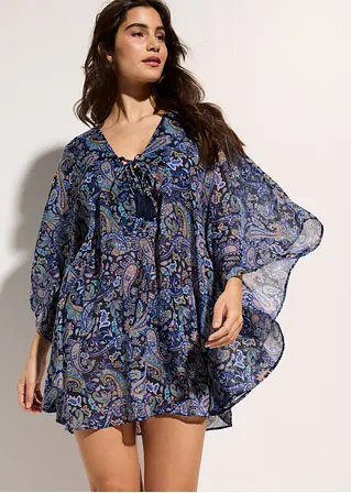 Bonprix Modische Tunika Mit Schnürung Am Ausschnitt - Blau