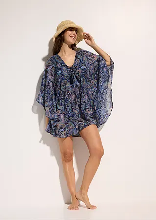 Bonprix Modische Tunika Mit Schnürung Am Ausschnitt - Blau