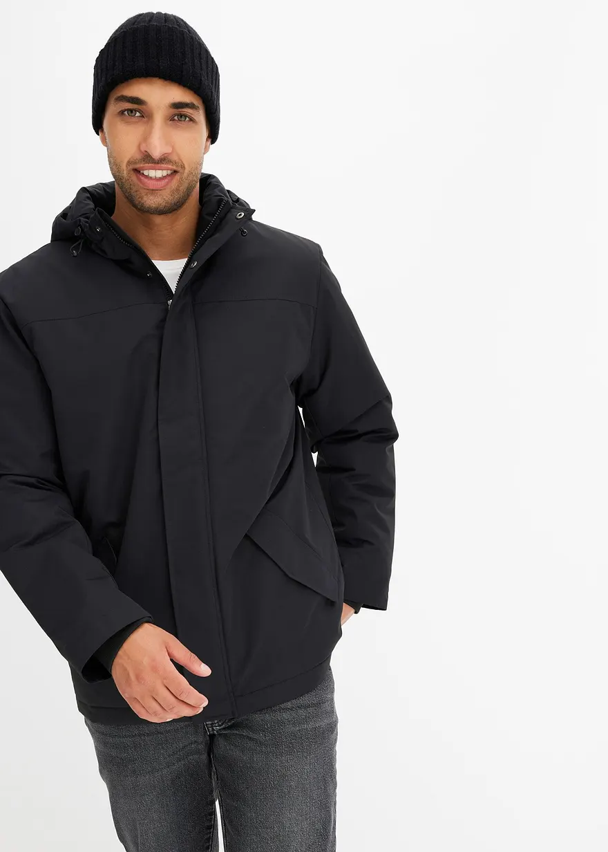 Bonprix Modische Winterjacke Mit Kapuze - Schwarz - Herren