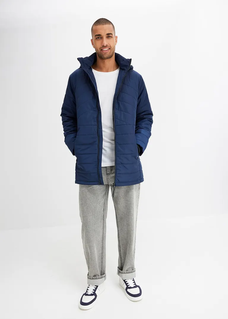 Bonprix Modische Winterjacke Mit Steppung Und Kapuze - Blau