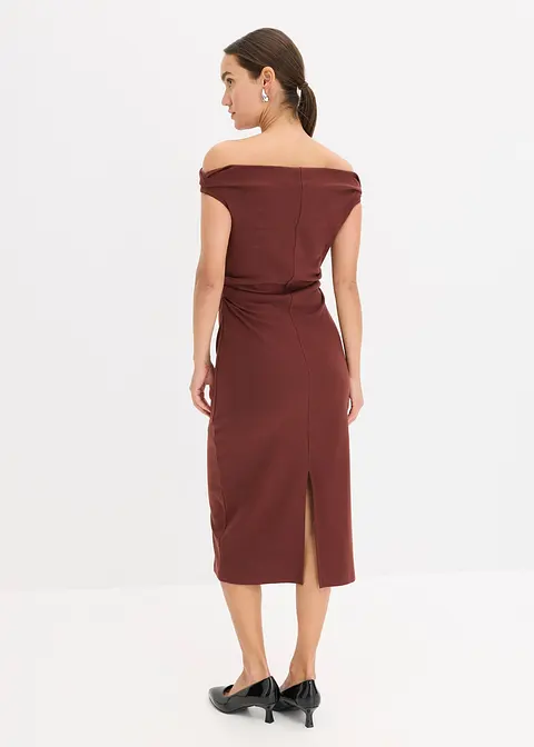 Bonprix Modischen Kleid Mit Asymmetrischem Ausschnitt Und Seitlicher Raffung
