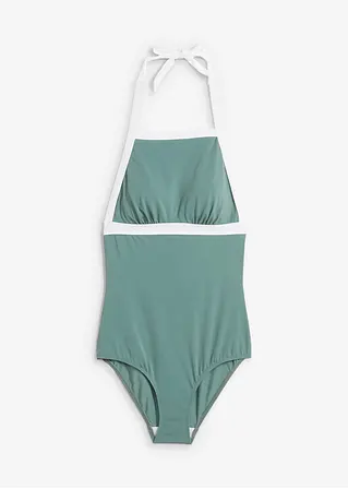 bonprix Modischer Badeanzug im Nacken zu Binden - grün - Damen