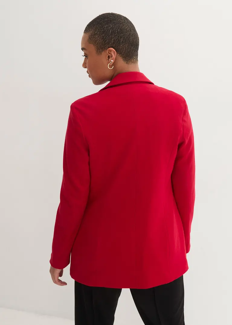 Bonprix Modischer Baumwolljersey-Longblazer Mit Elegantem Schnitt - Rot