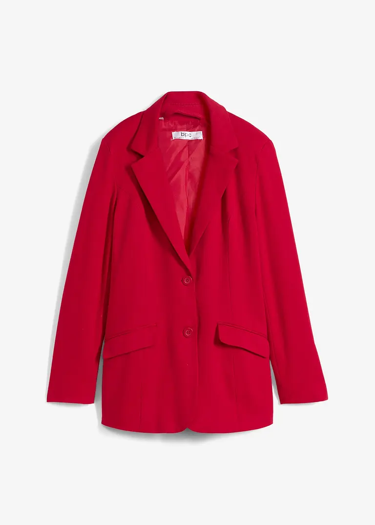 bonprix Modischer Baumwolljersey-Longblazer mit elegantem Schnitt - rot