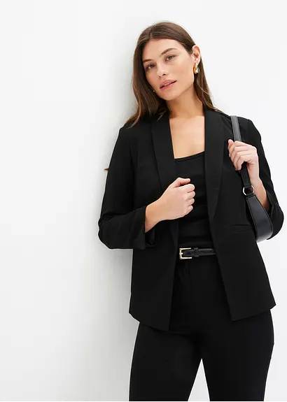 Bonprix Modischer Blazer Ohne Verschluss - Schwarz - Damen