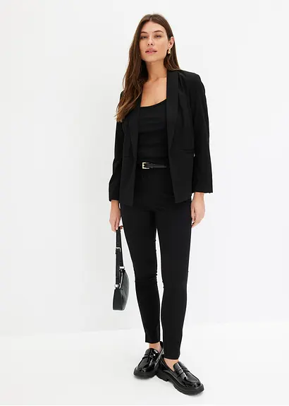 Bonprix Modischer Blazer Ohne Verschluss - Schwarz - Damen