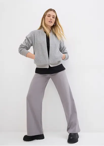 Bonprix Modischer Blouson Aus Wollimitat - Grau - Damen