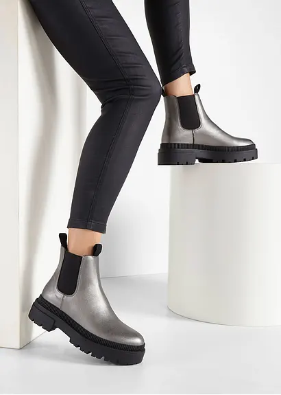 Bonprix Modischer Chelsea Boot Mit Derber Sohle - Silber