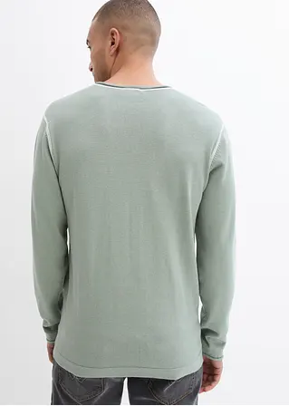Bonprix Modischer Feinstrick Henley-Pulli Aus Reiner Baumwolle - Grün