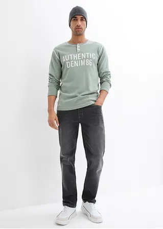 Bonprix Modischer Feinstrick Henley-Pulli Aus Reiner Baumwolle - Grün