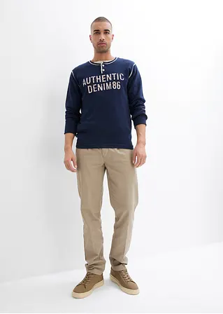 Bonprix Modischer Feinstrick Henley-Pulli Aus Reiner Baumwolle - Blau