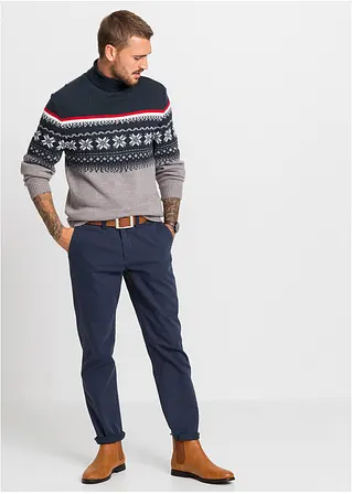 Bonprix Modischer Herren Rollkragenpullover Mit Norwegermuster - Grau