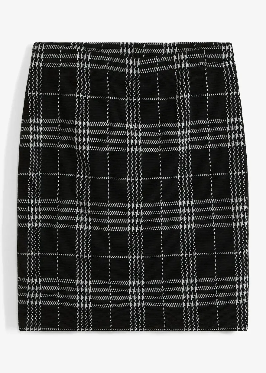 bonprix modischer Jacquard-Rock mit kariertem Muster. - schwarz