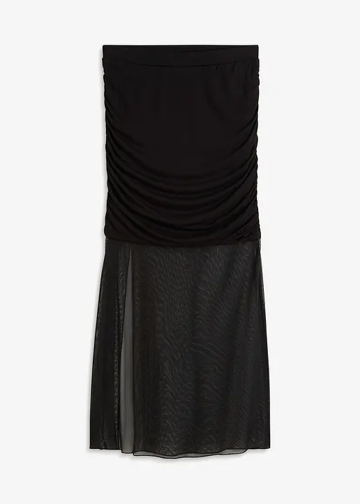 bonprix Modischer Jerseyrock mit Mesh und Schlitz - schwarz