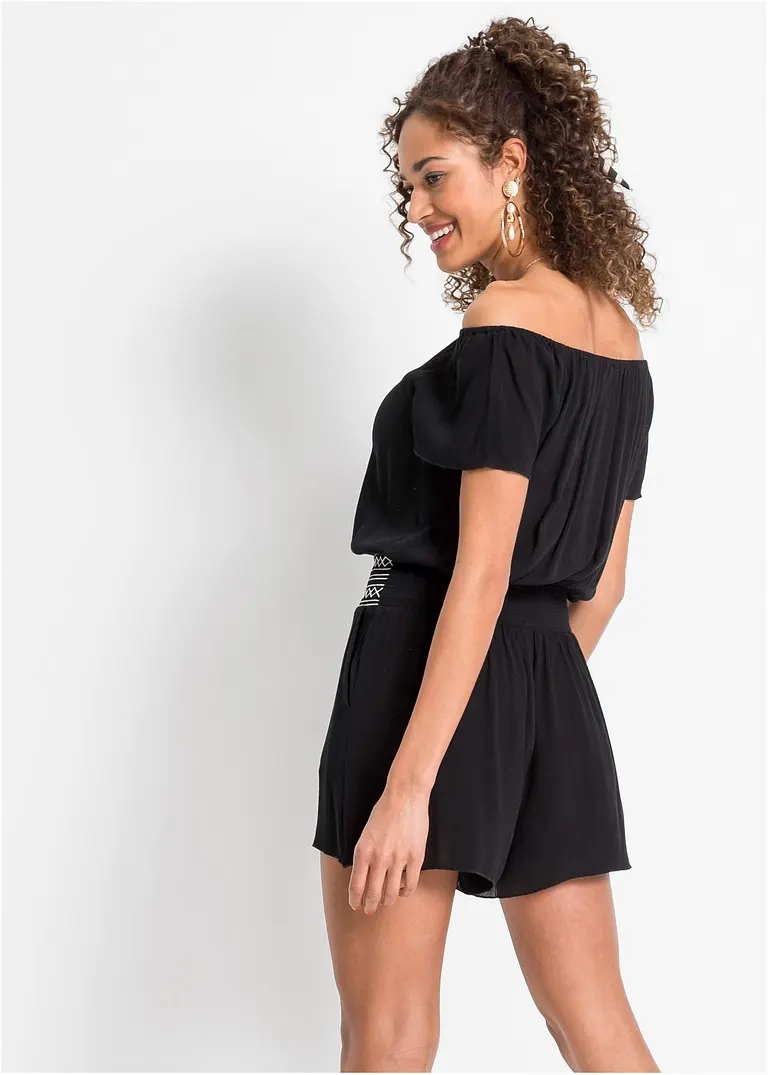 Bonprix Modischer Jumpsuit Mit Weitem Ausschnitt - Schwarz