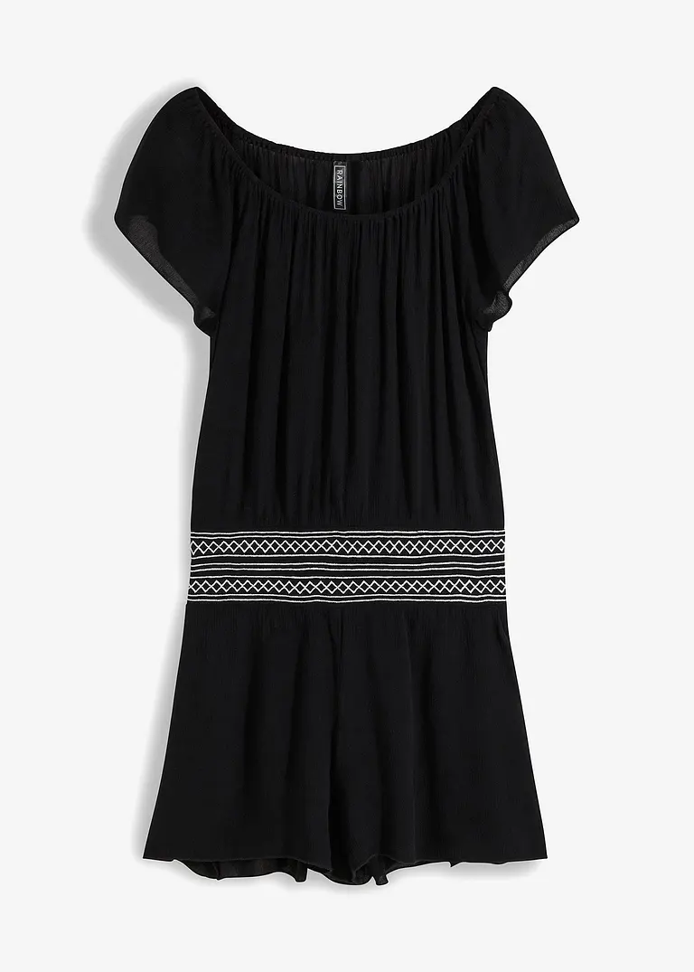 bonprix Modischer Jumpsuit mit weitem Ausschnitt - schwarz