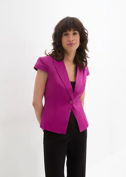 Bonprix Modischer Kurzarm Blazer Mit Einem Knopf - Lila - Damen