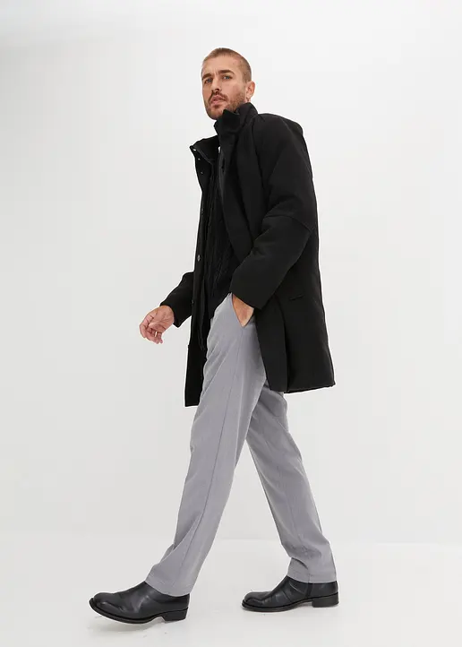 Bonprix Modischer Kurzmantel Mit Praktischem Windfang - Schwarz