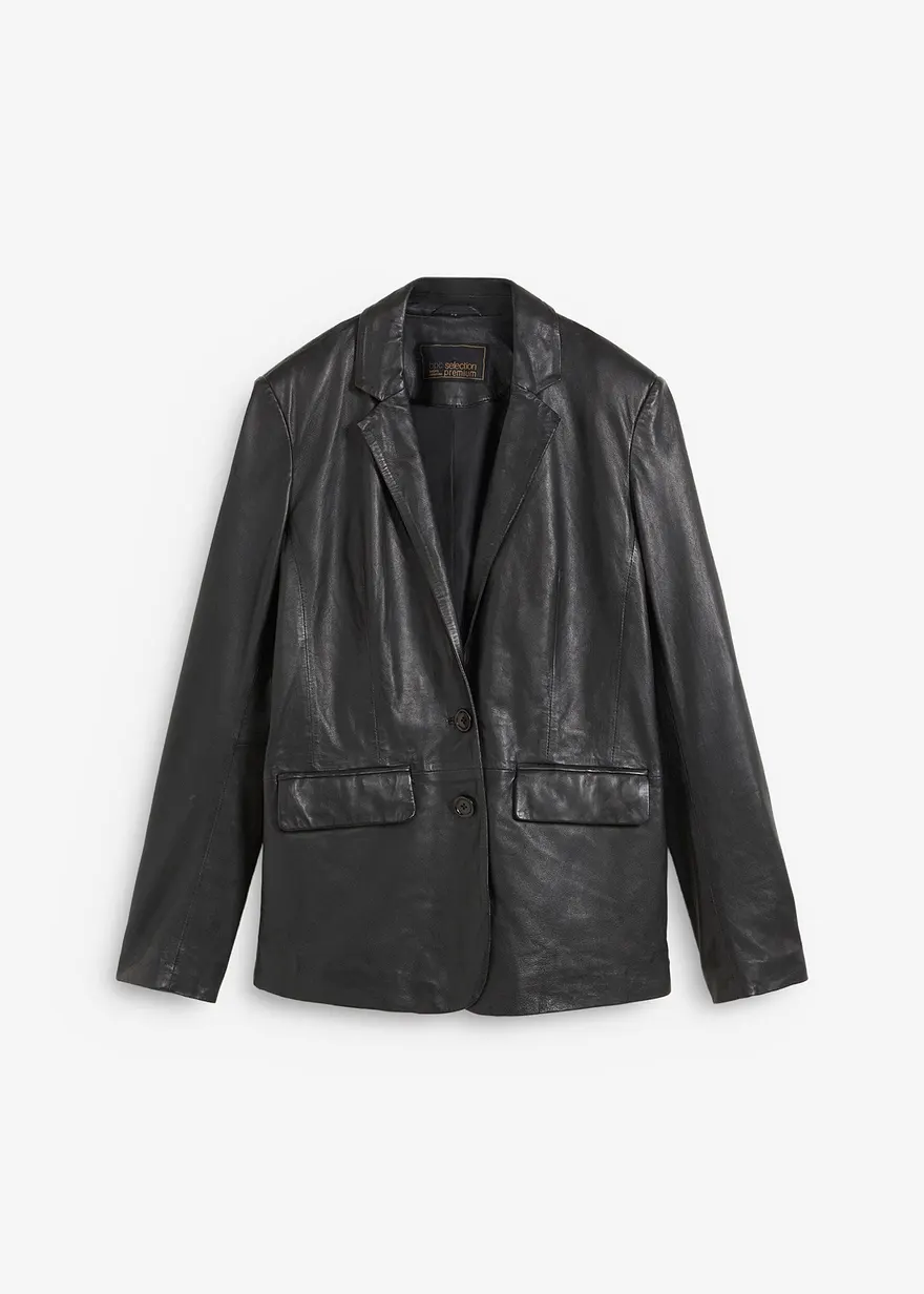 bonprix Modischer Lederblazer aus Lammnappa mit Pattentaschen vielseitig kombinierbar