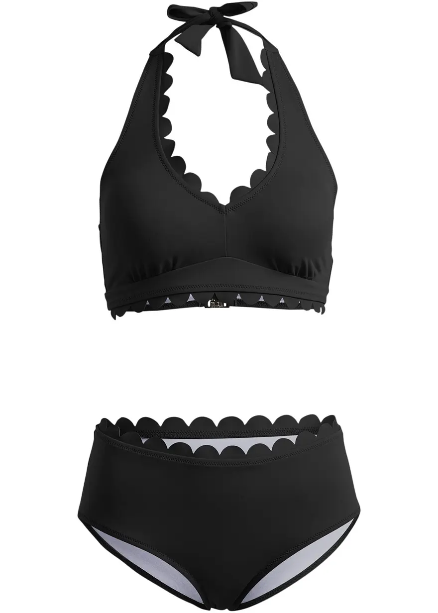 bonprix Modischer Neckholder Bikini aus nachhaltiger Badeware - schwarz