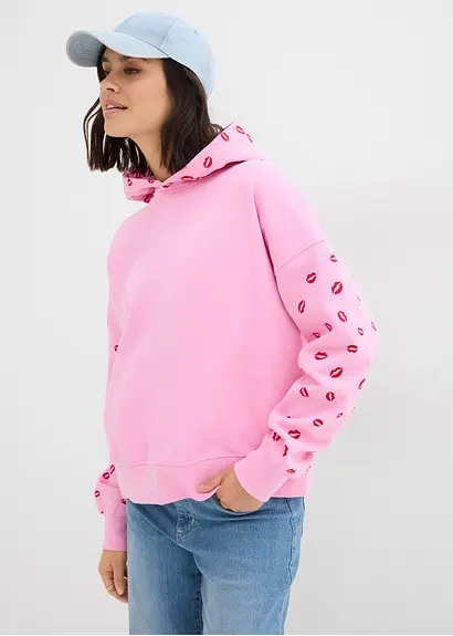 Bonprix Modischer Oversized Hoodie Mit Aufdruck - Rosa - Damen