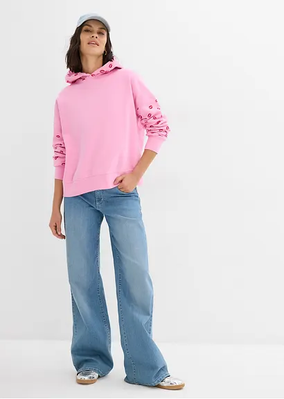 Bonprix Modischer Oversized Hoodie Mit Aufdruck - Rosa - Damen