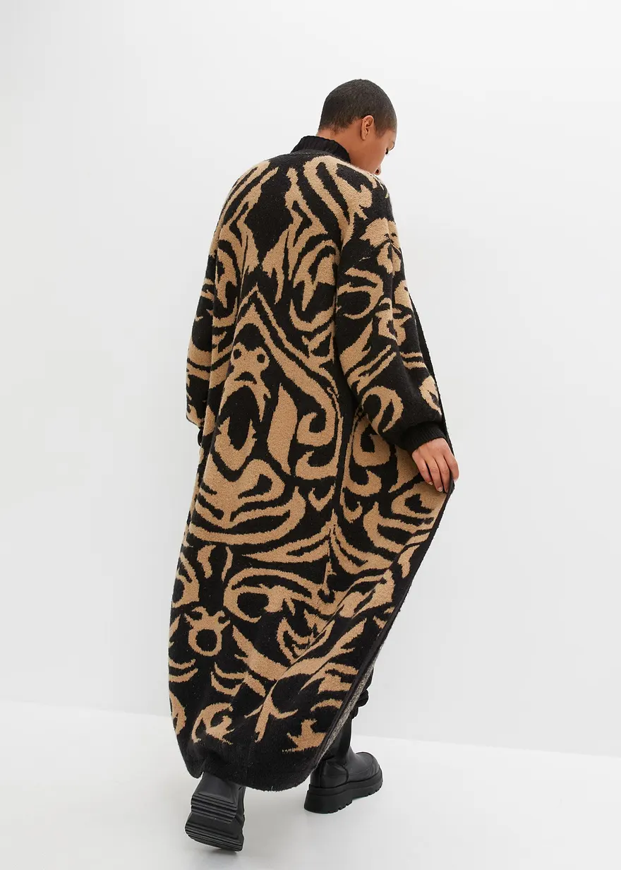 Bonprix Modischer Oversized Strickmantel Extra Lang Aus Strick Mit Jacquard Design