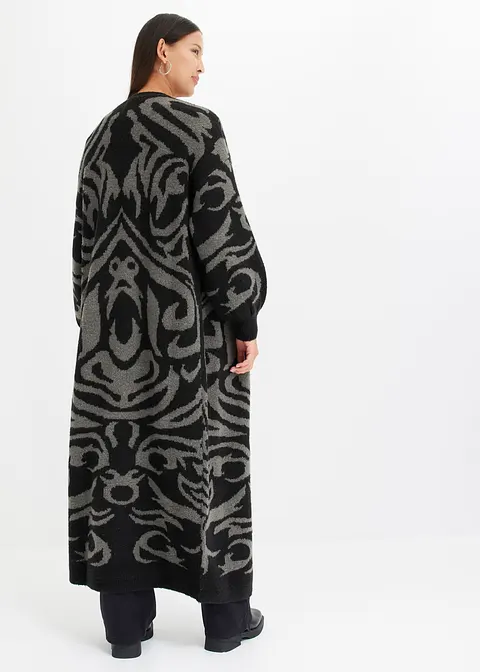 Bonprix Modischer Oversized Strickmantel Extra Lang Aus Strick Mit Jacquard Design