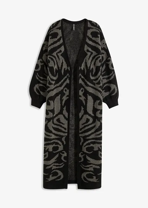 bonprix Modischer Oversized Strickmantel extra lang aus Strick mit Jacquard Design